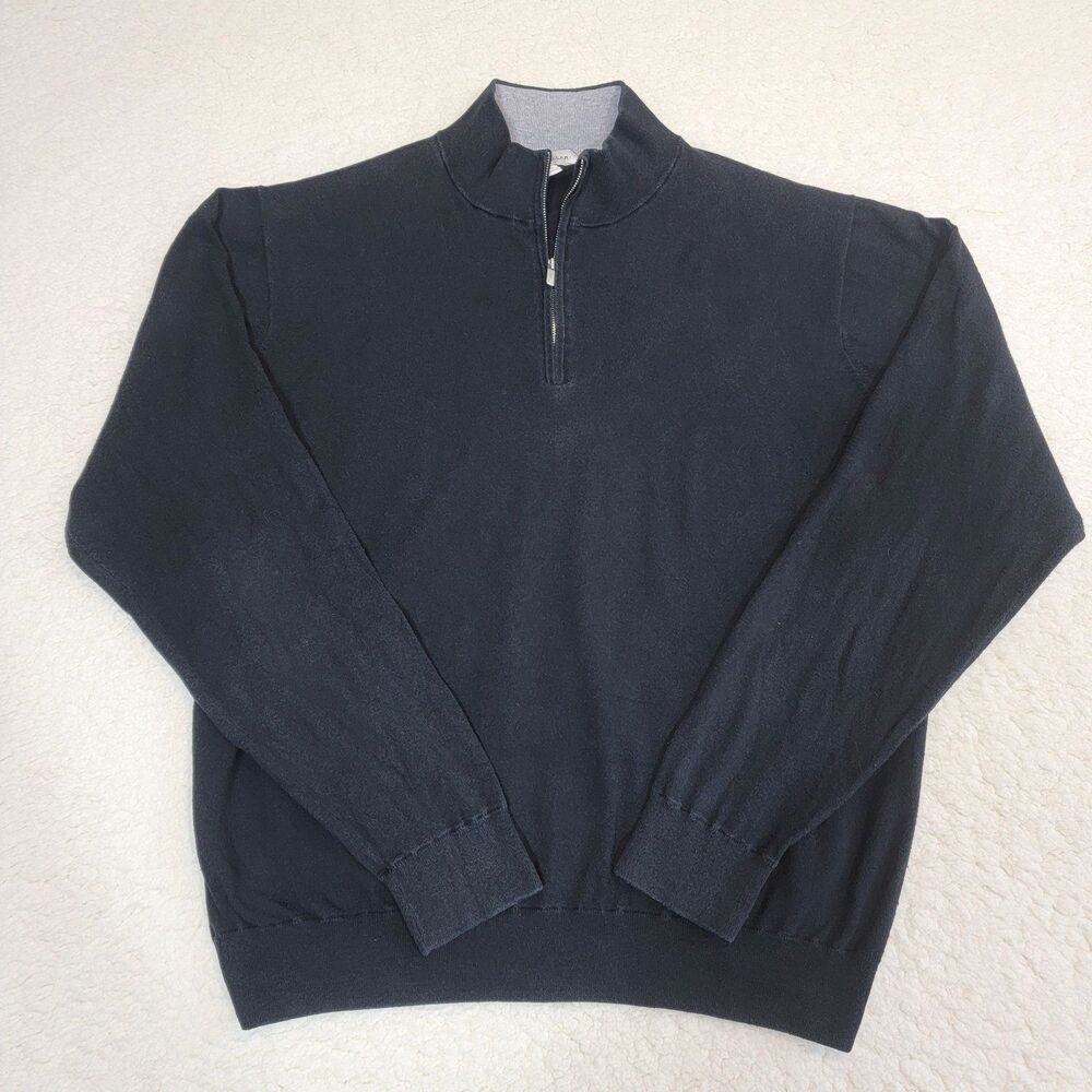 Peter Millar Sweater Men's XL Golf 1/4 Zip Pullover Black Silk Blend